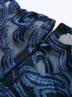 Women‘s Plus Size Curve Work Dress Shift Dress Leaf Color Block Midi Dress 3/4 Length Sleeve Lace Crew Neck Fashion Office Dark Blue Summer Spring L XL XXL 3XL 4XL -Cheap Plus Fit Dress Store qdwyqb1682072646014