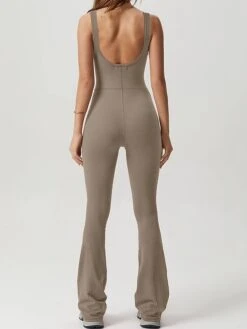 Women's Jumpsuit High Waist Solid Color Round Neck Streetwear Daily Vacation Slim Sleeveless Black Navy Blue Light Brown S M L Fall -Cheap Plus Fit Dress Store qdzexf1695792371901