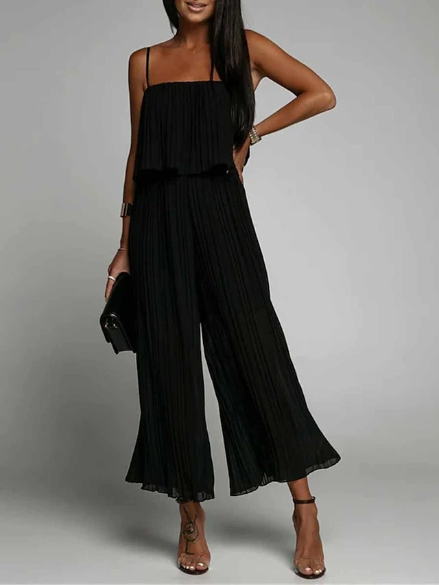 Women‘s Jumpsuit Pleated Backless Solid Color Square NeckPink Fall Winter Streetwear Office Street Regular Fit Sleeveless Black Green S M L Summer 8 Women‘s Jumpsuit Pleated Backless Solid Color Square NeckPink Fall Winter Streetwear Office Street Regular Fit Sleeveless Black Green S M L Summer - Image 8