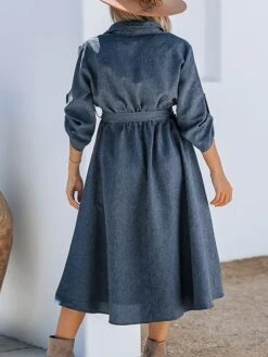 Women's Shirt Dress Casual Dress Midi Dress Outdoor Daily Date Polyester Basic Classic Shirt Collar Lace Up Button Long Sleeve Spring Fall Winter 2023 Loose Fit Navy Blue Pure Color S M L XL 9 Women's Shirt Dress Casual Dress Midi Dress Outdoor Daily Date Polyester Basic Classic Shirt Collar Lace Up Button Long Sleeve Spring Fall Winter 2023 Loose Fit Navy Blue Pure Color S M L XL -Cheap Plus Fit Dress Store qgcuoc1692180017402