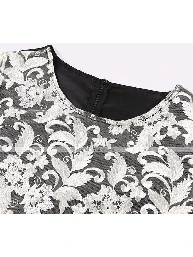 Women's Plus Size Curve Party Dress Print Crew Neck Mesh Half Sleeve Fall Spring Work Vintage Prom Dress Knee Length Dress Party Daily Dress / Lace 5 Women's Plus Size Curve Party Dress Print Crew Neck Mesh Half Sleeve Fall Spring Work Vintage Prom Dress Knee Length Dress Party Daily Dress / Lace - Image 5