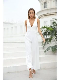 Women's Sophisticated Party 2022 White Black Jumpsuit Solid Color -Cheap Plus Fit Dress Store qhujyi1644311484050