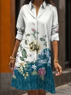 Women's Shirt Dress Casual Dress Midi Dress Outdoor Daily Date Polyester Fashion Modern Shirt Collar Button Pocket Long Sleeve Fall Winter 2023 Loose Fit White Pink Navy Blue Floral S M L XL 2XL 8 Women's Shirt Dress Casual Dress Midi Dress Outdoor Daily Date Polyester Fashion Modern Shirt Collar Button Pocket Long Sleeve Fall Winter 2023 Loose Fit White Pink Navy Blue Floral S M L XL 2XL -Cheap Plus Fit Dress Store qidije1695208253894