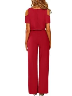 Jumpsuit For Woman High Waist Solid Color V Neck Streetwear Party Office Regular Fit Short Sleeve Black Wine Red S M L Summer 16 Jumpsuit For Woman High Waist Solid Color V Neck Streetwear Party Office Regular Fit Short Sleeve Black Wine Red S M L Summer -Cheap Plus Fit Dress Store qijkwd1679396395352