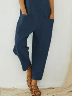 Jumpsuits For Women Summer Overall Bib Utility Patch Pocket Print Floral U Neck Streetwear Street Daily Regular Fit Sleeveless Army Green Blue S M L -Cheap Plus Fit Dress Store qktuwx1678258928841