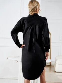 Women's Casual Dress Work Dress Shift Dress Mini Dress Outdoor Office Business Cotton Classic Modern Shirt Collar Button Pocket Long Sleeve Summer Spring Fall 2023 Loose Fit Black White Blue Pure -Cheap Plus Fit Dress Store qmpjqq1688542171203