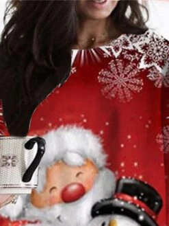 Women‘s Plus Size Christmas Dress Casual Dress Santa Claus Long Sleeve Winter Fall Casual Festival Mini Dress Going Out Dress -Cheap Plus Fit Dress Store qnfqsn1667811236900