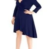 Women's Plus Size Curve Work Dress Black Dress A Line Dress Fashion Midi Dress Ruched V Neck Long Sleeve Plain Loose Fit Black Wine Blue Fall XL XXL 3XL 4XL 5XL