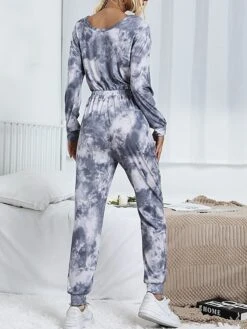 Women's Jumpsuit Pocket Tie Dye Off Shoulder Streetwear Street Daily Regular Fit Long Sleeve Gray S M L Spring -Cheap Plus Fit Dress Store qsgmzs1691485520941