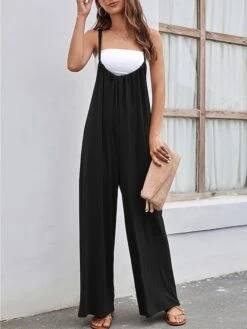 Women's Jumpsuit Backless High Waist Solid Color U Neck Streetwear Street Daily Regular Fit Sleeveless Black Wine Army Green S M L Summer -Cheap Plus Fit Dress Store qswmxh1679048985554
