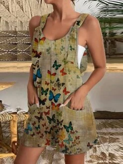 Women's Overall Pocket Print Print U Neck Holiday Daily Vacation Straight Regular Fit Sleeveless Sleeveless White Yellow Pink S M L Summer 19 Women's Overall Pocket Print Print U Neck Holiday Daily Vacation Straight Regular Fit Sleeveless Sleeveless White Yellow Pink S M L Summer -Cheap Plus Fit Dress Store qtgzuj1685080685054