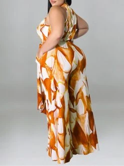 Women's Jumpsuit High Waist Print Floral Crew Neck Casual Daily Holiday Regular Fit Sleeveless Red Blue Purple XL XXL 3XL Spring -Cheap Plus Fit Dress Store qvcgzt1675747209574