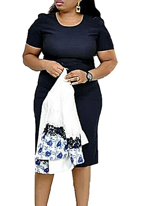 Women‘s Plus Size Curve Work Dress Floral Crew Neck Print 3/4 Length Sleeve Spring Fall Elegant Casual Midi Dress Formal Work Dress 17 Women‘s Plus Size Curve Work Dress Floral Crew Neck Print 3/4 Length Sleeve Spring Fall Elegant Casual Midi Dress Formal Work Dress - Image 17
