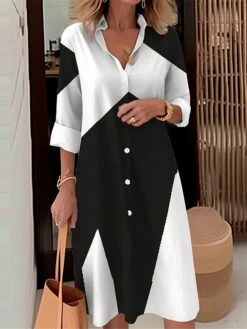 Women's Shirt Dress Casual Dress Midi Dress Outdoor Daily Date Polyester Fashion Modern Shirt Collar Button Pocket Long Sleeve Fall Winter 2023 Loose Fit White Rusty Red Blue Geometric Color Block S 6 Women's Shirt Dress Casual Dress Midi Dress Outdoor Daily Date Polyester Fashion Modern Shirt Collar Button Pocket Long Sleeve Fall Winter 2023 Loose Fit White Rusty Red Blue Geometric Color Block S -Cheap Plus Fit Dress Store qwebso1695367372456