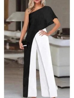 Women's Jumpsuit For Special Occasions Print One Shoulder Elegant Party Prom Regular Fit Half Sleeve S M L SummerFall -Cheap Plus Fit Dress Store qwjbmo1680253442078