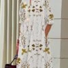 Women's Shirt Dress Casual Dress Midi Dress Outdoor Office Daily Polyester Fashion Modern Shirt Collar Button Pocket Long Sleeve Summer Spring Fall 2023 Loose Fit White Yellow Red Floral S M L XL 2XL