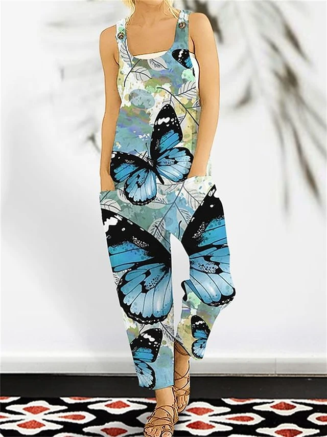 Women's Jumpsuit Maillard Backless Pocket Butterfly U Neck Streetwear Holiday Going Out Regular Fit Sleeveless Navy Blue Blue Dusty Blue S M L Summer Fall 4 Women's Jumpsuit Maillard Backless Pocket Butterfly U Neck Streetwear Holiday Going Out Regular Fit Sleeveless Navy Blue Blue Dusty Blue S M L Summer Fall - Image 4