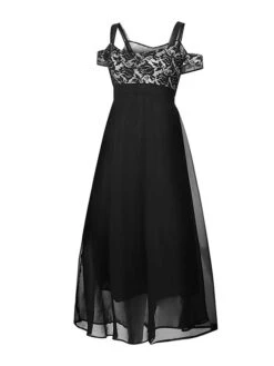Women‘s Plus Size Curve Party Dress Homecoming Dress Formal Dress Solid Color Long Dress Maxi Dress Short Sleeve Lace Strap Modern Party Black Wine Summer Spring L XL XXL 3XL 4XL -Cheap Plus Fit Dress Store qyvqqa1672986719373