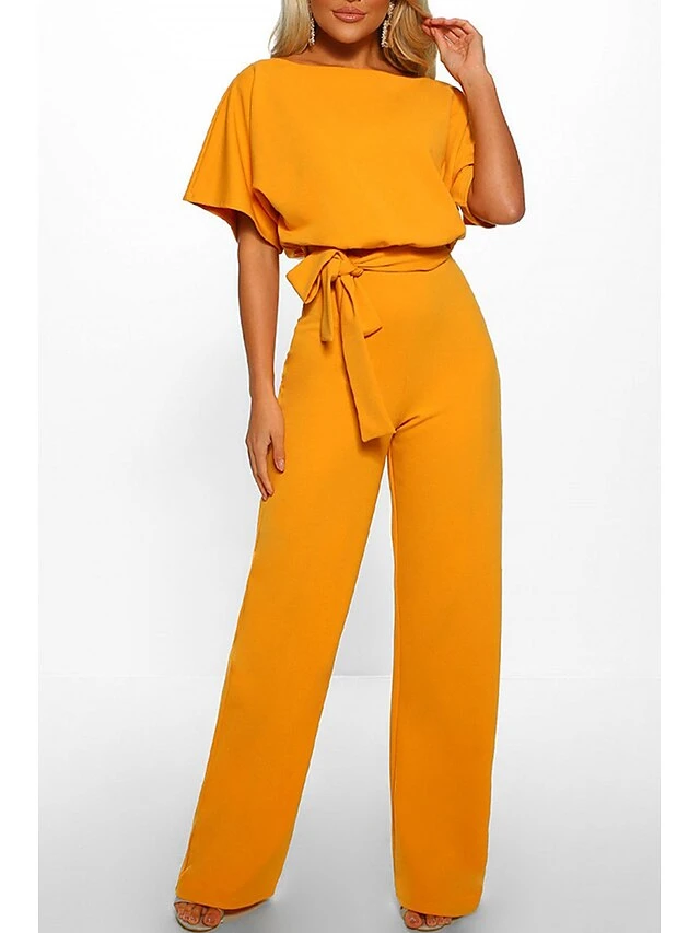 Women's Casual Daily Going Out Blue Black Pink Loose Jumpsuit Solid Color Wide Leg Belted 13 Women's Casual Daily Going Out Blue Black Pink Loose Jumpsuit Solid Color Wide Leg Belted - Image 13