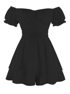 Women's Romper Ruffle Solid Color Off Shoulder Active Street Daily Regular Fit Short Sleeve Green Blue Pink S M L Spring -Cheap Plus Fit Dress Store rdiilv1643274612247