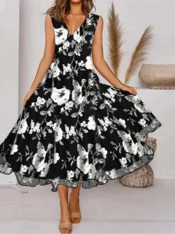 Women's Two Piece Dress Set Casual Dress Chiffon Dress Outdoor Daily Fashion Elegant Print Midi Dress V Neck Half Sleeve Floral Regular Fit Black Pink Gray Summer Spring S M L XL XXL 22 Women's Two Piece Dress Set Casual Dress Chiffon Dress Outdoor Daily Fashion Elegant Print Midi Dress V Neck Half Sleeve Floral Regular Fit Black Pink Gray Summer Spring S M L XL XXL -Cheap Plus Fit Dress Store rdkqcw1684150912810