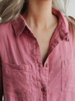 Women's Jumpsuits Utility Casual Summer Button Front Solid Color Shirt Collar Basic Home Traveling Regular Fit Long Sleeve Pink S M L -Cheap Plus Fit Dress Store rdrpgc1668584392602