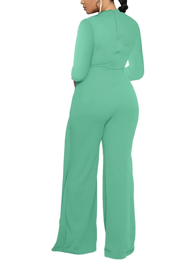 Women‘s Jumpsuit High Waist Solid Color Round Neck Pink Fall Winter Streetwear Wedding Street Regular Fit Long Sleeve Black Fuchsia S M L 5 Women‘s Jumpsuit High Waist Solid Color Round Neck Pink Fall Winter Streetwear Wedding Street Regular Fit Long Sleeve Black Fuchsia S M L - Image 5