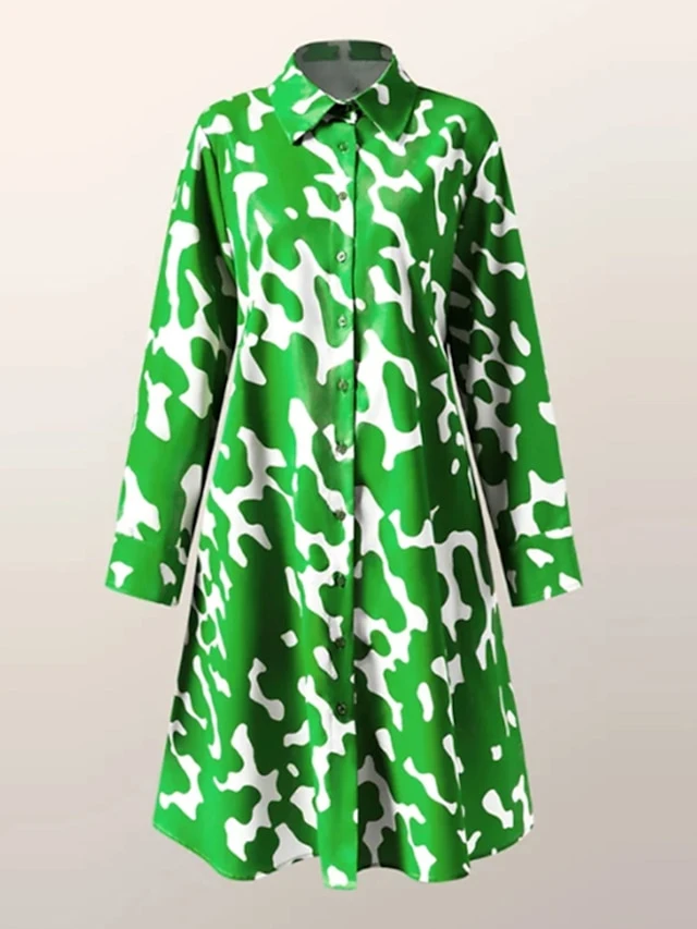 Women's Shirt Dress Casual Dress Shift Dress Midi Dress Outdoor Daily Going Out Polyester Fashion Casual Shirt Collar Pocket Print Long Sleeve Spring 2023 Loose Fit Green Graphic Plaid Polka Dot S M 2 Women's Shirt Dress Casual Dress Shift Dress Midi Dress Outdoor Daily Going Out Polyester Fashion Casual Shirt Collar Pocket Print Long Sleeve Spring 2023 Loose Fit Green Graphic Plaid Polka Dot S M - Image 2