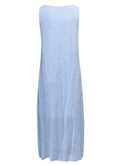 Women's Casual Dress Cotton Linen Dress White Dress Maxi Long Dress Polyester Lace Fashion Daily Weekend V Neck Lace Split Sleeveless Summer 2023 Loose Fit Lake Blue Black White Plain S M L XL 2XL -Cheap Plus Fit Dress Store revjtn1686105104348