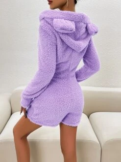 Women's Romper Zipper Solid Color Hooded Holiday Home Daily Slim Long Sleeve Black Purple Green S M L Fall -Cheap Plus Fit Dress Store rfmbtr1695368075635