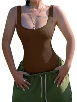 Women's Bodysuit Backless Solid Color U Neck Sexy Home Daily Regular Fit Sleeveless Black White Pink S M L Summer -Cheap Plus Fit Dress Store rhfrhl1680600408909