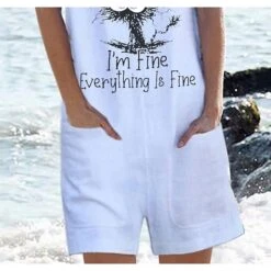 Women's Romper Patch Pocket Letter U Neck Casual Holiday Weekend Straight Regular Fit Strap Green White S M L Spring -Cheap Plus Fit Dress Store rhtdco1658308771297