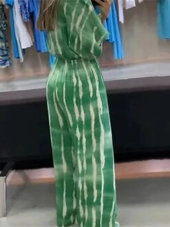 Women's Jumpsuits Casual Summer Lace Up Pocket Striped V Neck Streetwear Street Daily Regular Fit 3/4 Length Sleeve Green Gray S M L 6 Women's Jumpsuits Casual Summer Lace Up Pocket Striped V Neck Streetwear Street Daily Regular Fit 3/4 Length Sleeve Green Gray S M L -Cheap Plus Fit Dress Store rjbmif1682487913202