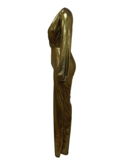 Women's Jumpsuit High Christmas Waist Solid Color V Neck Streetwear Party Xmas Street Regular Fit Long Sleeve Gold Green S M L Fall -Cheap Plus Fit Dress Store rjcsft1695281844725