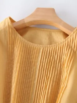 Women's Casual Dress A Line Dress Midi Dress Polyester Fashion Daily Outdoor Daily Vacation Crew Neck Ruched Tie Belt Long Sleeve Fall Winter Autumn 2023 Loose Fit Yellow Pink Purple Plain M L XL 2XL -Cheap Plus Fit Dress Store rkejwv1693904177989