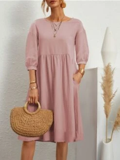 Women's Casual Dress Cotton Dress Midi Dress Cotton Basic Classic Outdoor Daily Vacation Crew Neck Ruched 3/4 Length Sleeve Fall Winter Autumn 2023 Loose Fit ArmyGreen Black White Plain S M L XL 2XL 20 Women's Casual Dress Cotton Dress Midi Dress Cotton Basic Classic Outdoor Daily Vacation Crew Neck Ruched 3/4 Length Sleeve Fall Winter Autumn 2023 Loose Fit ArmyGreen Black White Plain S M L XL 2XL -Cheap Plus Fit Dress Store rkjtfs1693739259912