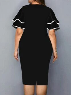 Women‘s Plus Size Curve Party Dress Floral Crew Neck Ruffle Short Sleeve Spring Fall Work Casual Prom Dress Midi Dress Casual Daily DressPrint -Cheap Plus Fit Dress Store rkymnz1637920826888