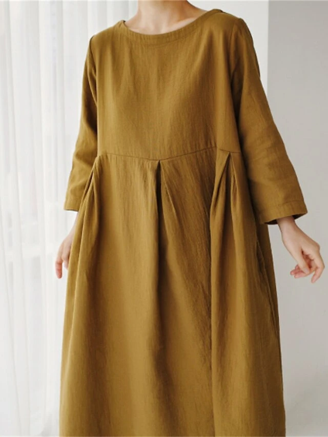 Women's Casual Dress Cotton Linen Dress Swing Dress Maxi Long Dress Linen / Cotton Blend Casual Daily Casual Outdoor Daily Vacation Crew Neck Pocket Long Sleeve Summer Spring Fall 2023 Loose Fit 13 Women's Casual Dress Cotton Linen Dress Swing Dress Maxi Long Dress Linen / Cotton Blend Casual Daily Casual Outdoor Daily Vacation Crew Neck Pocket Long Sleeve Summer Spring Fall 2023 Loose Fit - Image 13