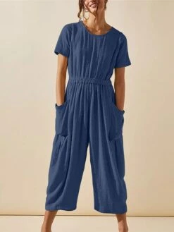 Women's Jumpsuit Pocket Solid Color Crew Neck Streetwear Street Daily Regular Fit Short Sleeve Black White Light Green S M L Summer 18 Women's Jumpsuit Pocket Solid Color Crew Neck Streetwear Street Daily Regular Fit Short Sleeve Black White Light Green S M L Summer -Cheap Plus Fit Dress Store rlrgvr1682400327824