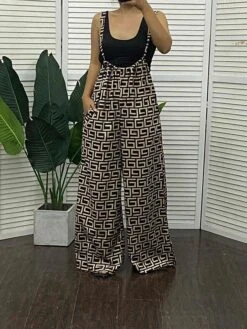 Women's Jumpsuit Backless Pocket Geometric Cold Shoulder Streetwear Daily Vacation Regular Fit Sleeveless Black Army Green Red S M L Spring -Cheap Plus Fit Dress Store rmbfsx1676008376934