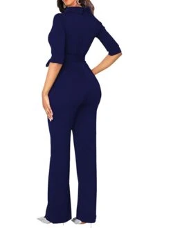 Women's Jumpsuit Solid Color Stand Collar Basic Office Street Regular Fit 3/4 Length Sleeve Wine Army Green Brown S M L Spring -Cheap Plus Fit Dress Store rmdxah1640254125907