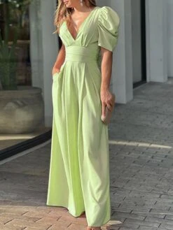 Women‘s Jumpsuit Backless Pocket Solid Color Pink Fall Winter V Neck Streetwear Party Work Regular Fit Short Sleeve Green S M L Spring 12 Women‘s Jumpsuit Backless Pocket Solid Color Pink Fall Winter V Neck Streetwear Party Work Regular Fit Short Sleeve Green S M L Spring -Cheap Plus Fit Dress Store rnuelr1652086002369