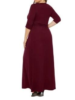 Women's Plus Size Curve Party Dress Swing Dress Formal Dress Plain Long Dress Maxi Dress 3/4 Length Sleeve Ruched Crew Neck Fashion Party Black Wine Fall Winter L XL XXL 3XL 27 Women's Plus Size Curve Party Dress Swing Dress Formal Dress Plain Long Dress Maxi Dress 3/4 Length Sleeve Ruched Crew Neck Fashion Party Black Wine Fall Winter L XL XXL 3XL -Cheap Plus Fit Dress Store rokqjc1694151475886
