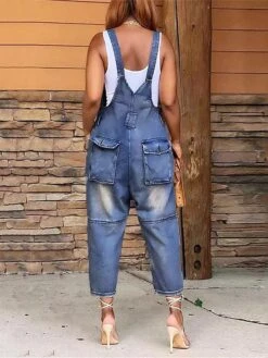 Women‘s Overall Pocket Solid Color Denim Square Neck Streetwear Daily Vacation Regular Fit Sleeveless Black Navy Blue Dusty Blue S M L Fall 16 Women‘s Overall Pocket Solid Color Denim Square Neck Streetwear Daily Vacation Regular Fit Sleeveless Black Navy Blue Dusty Blue S M L Fall -Cheap Plus Fit Dress Store rpofao1690941116218