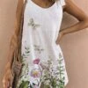 Women's Romper Print Floral Crew Neck Holiday Street Daily Regular Fit Strap White Yellow Light Green S M L Summer