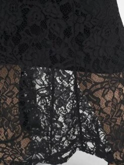 Women's Plus Size Prom Dress Party Dress Lace Dress Long Dress Maxi Dress Black Pink Wine Long Sleeve Pure Color Lace Spring Fall Winter Cold Shoulder Fashion Wedding Guest Birthday Evening Party 2023 -Cheap Plus Fit Dress Store rrstkz1693535471466