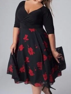 Women‘s Plus Size Curve Holiday Dress Floral V Neck Print Half Sleeve Fall Winter Casual Midi Dress Daily Dress 9 Women‘s Plus Size Curve Holiday Dress Floral V Neck Print Half Sleeve Fall Winter Casual Midi Dress Daily Dress -Cheap Plus Fit Dress Store rrxhzl1631262757240