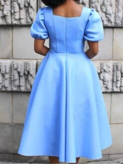 Women‘s Plus Size Curve Party Dress Solid Color Square Neck Short Sleeve Spring Fall Formal Prom Dress Midi Dress Party Going Out Dress -Cheap Plus Fit Dress Store rtadkc1659089283840