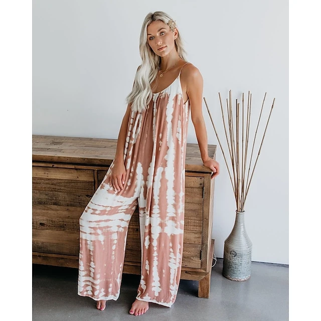 Jumpsuits For Women Fall Tie Dye V Neck Pink Fall Winter Basic Casual Daily Wide Leg Loose Strap Sleeveless Blue Black Gray S M L 1 Jumpsuits For Women Fall Tie Dye V Neck Pink Fall Winter Basic Casual Daily Wide Leg Loose Strap Sleeveless Blue Black Gray S M L