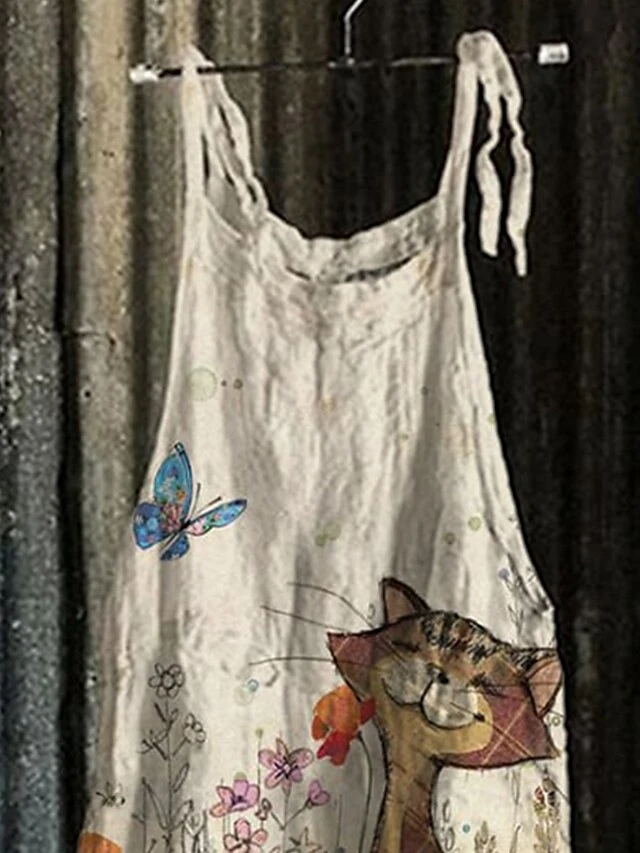 Women's Overall Print Animal Trug Life Square Neck Ordinary Daily Holiday Regular Fit Sleeveless Green Beige S M L Fall 2 Women's Overall Print Animal Trug Life Square Neck Ordinary Daily Holiday Regular Fit Sleeveless Green Beige S M L Fall - Image 2